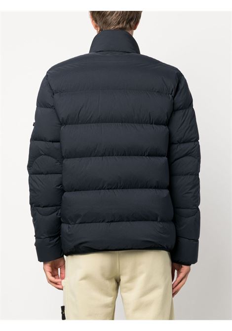 Piumino imbottito in piuma blu navy con colletto classico STONE ISLAND | 791544028V0020